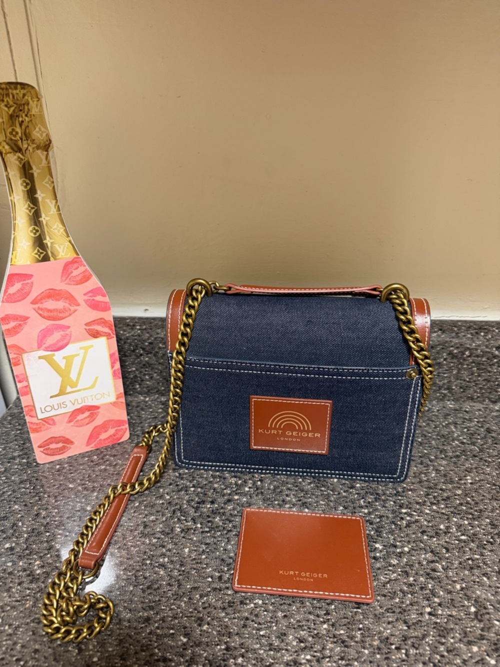 Kurt Geiger The Shoreditch Denim jeweled bag. Like New Rare - Picture 4 of 6